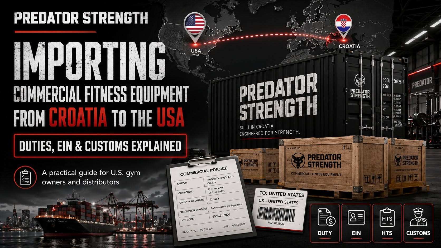 Importing Commercial Fitness Equipment from Predator Strength Croatia to the USA